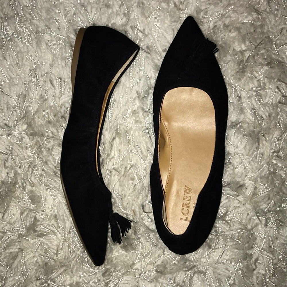 NWT J. Crew Black Suede Tassle Flats